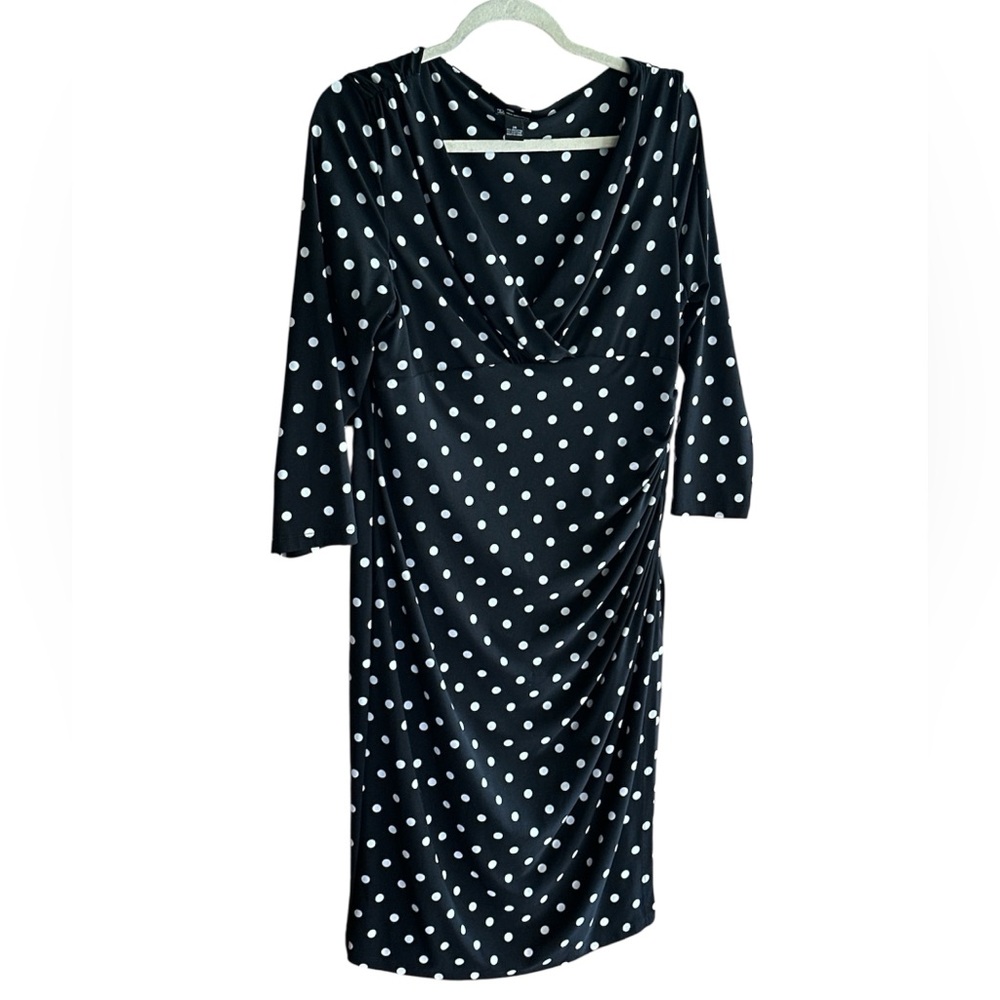 New Directions Black Dress with White Dots